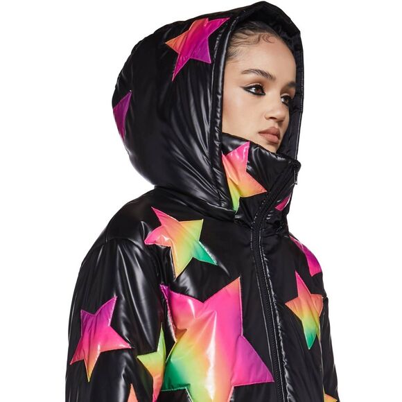 Club Exx Vinyl Ombre Star Puffer Jacket - Picture 8 of 15